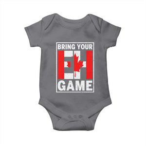 Funny Canada Pride Bring Your Eh Game Baby Onesie Canadian Flag TS11 Charcoal Print Your Wear