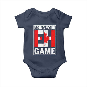 Funny Canada Pride Bring Your Eh Game Baby Onesie Canadian Flag TS11 Navy Print Your Wear