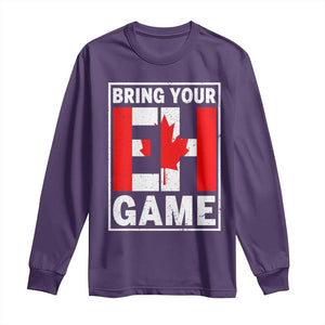 Funny Canada Pride Bring Your Eh Game Long Sleeve Shirt Canadian Flag TS11 Purple Print Your Wear