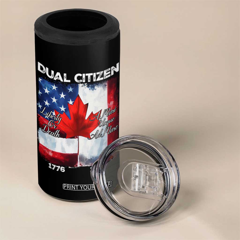 Funny Canadian American 4 in 1 Can Cooler Tumbler Dual Citizen Liberty Or Death A Mari Usque Ad Mare TS11 Print Your Wear