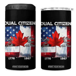 Funny Canadian American 4 in 1 Can Cooler Tumbler Dual Citizen Liberty Or Death A Mari Usque Ad Mare TS11 One Size: 16 oz Black Print Your Wear