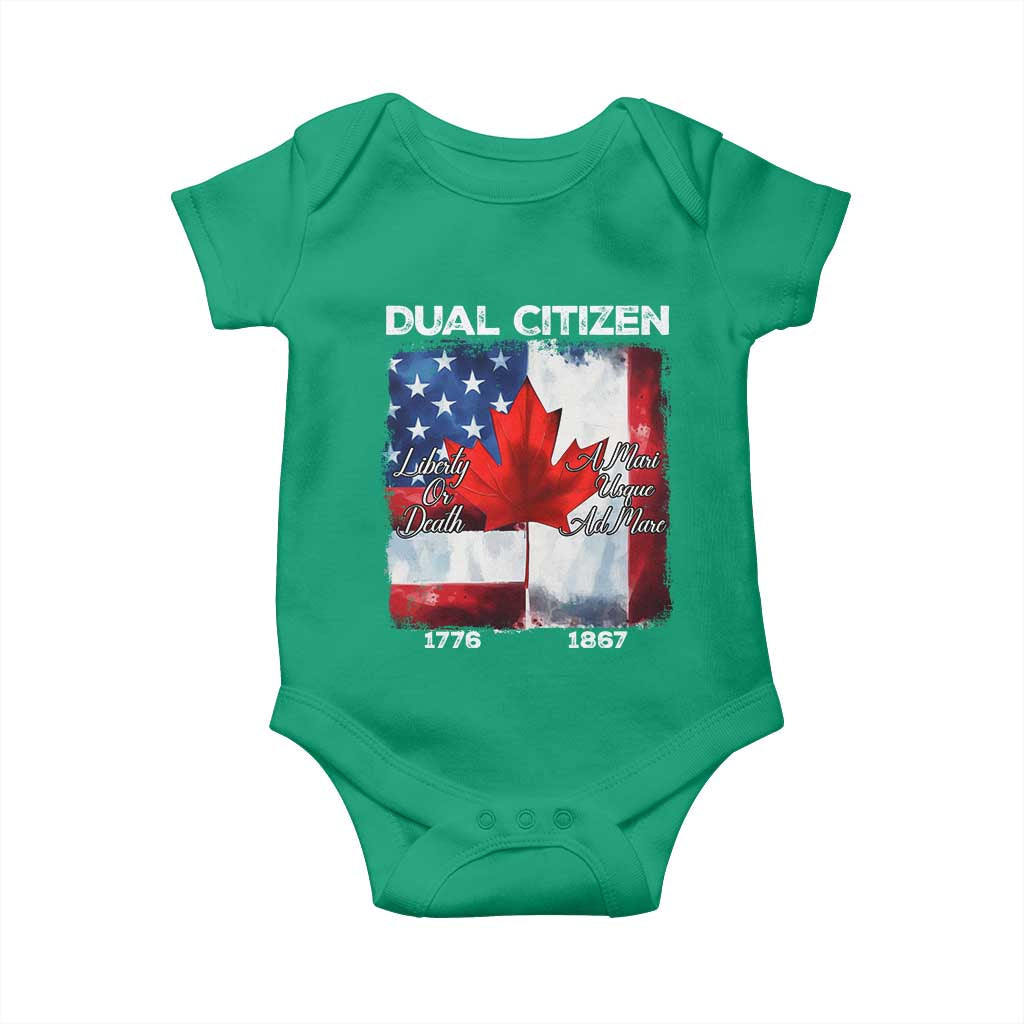 Funny Canadian American Baby Onesie Dual Citizen Liberty Or Death A Mari Usque Ad Mare TS11 Irish Green Print Your Wear