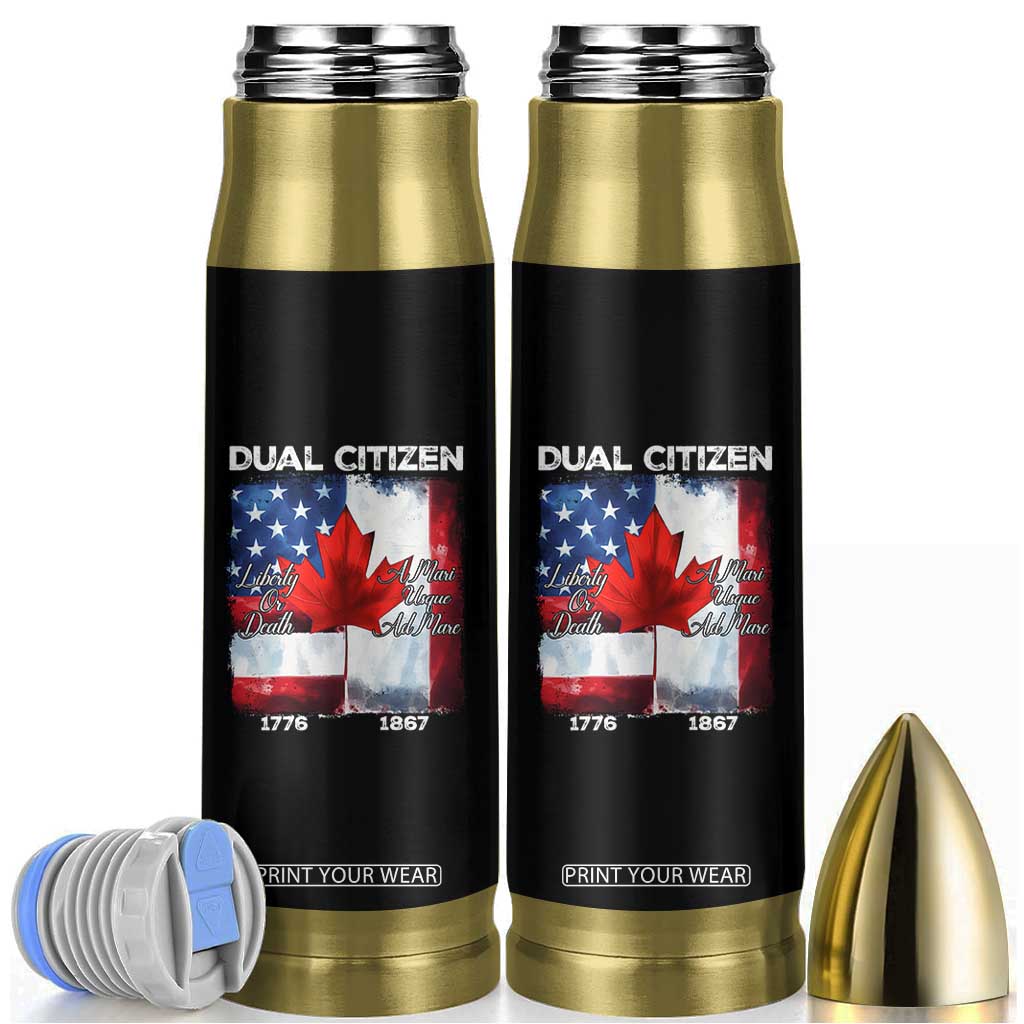 Funny Canadian American Bullet Tumbler Dual Citizen Liberty Or Death A Mari Usque Ad Mare TS11 Black Print Your Wear