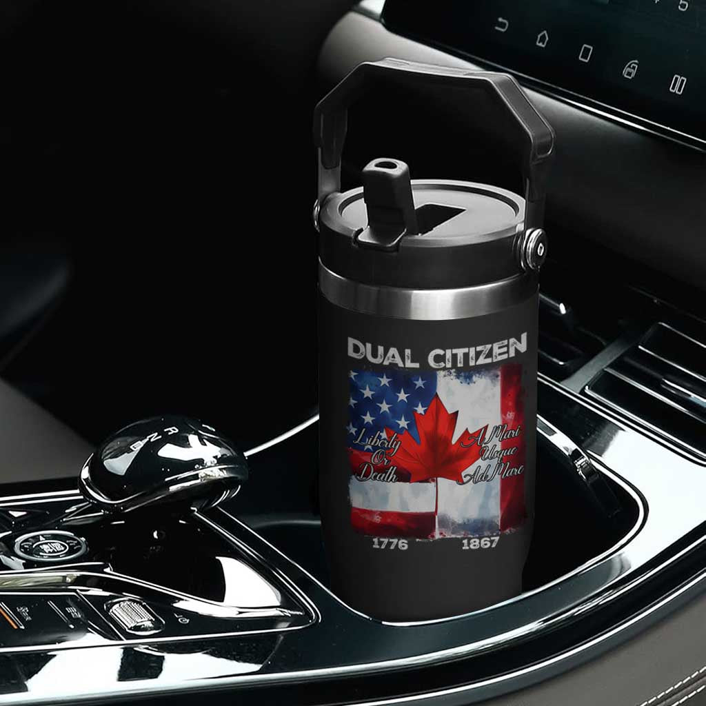 Funny Canadian American Flip Straw Tumbler Dual Citizen Liberty Or Death A Mari Usque Ad Mare TS11 Print Your Wear