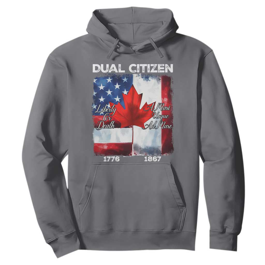 Funny Canadian American Hoodie Dual Citizen Liberty Or Death A Mari Usque Ad Mare TS11 Charcoal Print Your Wear