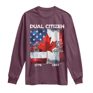 Funny Canadian American Long Sleeve Shirt Dual Citizen Liberty Or Death A Mari Usque Ad Mare TS11 Maroon Print Your Wear