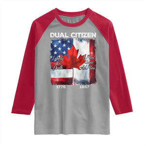 Funny Canadian American Raglan Shirt Dual Citizen Liberty Or Death A Mari Usque Ad Mare TS11 Sport Gray Red Print Your Wear