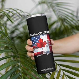 Funny Canadian American Skinny Tumbler Dual Citizen Liberty Or Death A Mari Usque Ad Mare TS11 Print Your Wear