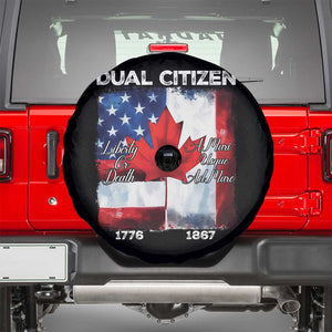 Funny Canadian American Spare Tire Cover Dual Citizen Liberty Or Death A Mari Usque Ad Mare TS11 Black Print Your Wear