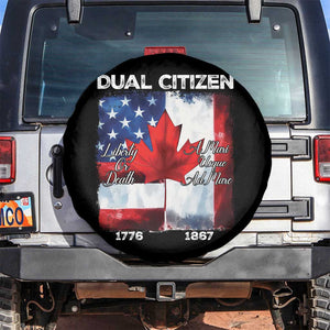 Funny Canadian American Spare Tire Cover Dual Citizen Liberty Or Death A Mari Usque Ad Mare TS11 No hole Black Print Your Wear