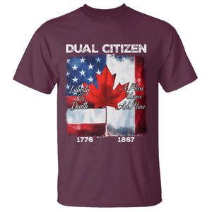 Funny Canadian American T Shirt Dual Citizen Liberty Or Death A Mari Usque Ad Mare TS11 Maroon Print Your Wear