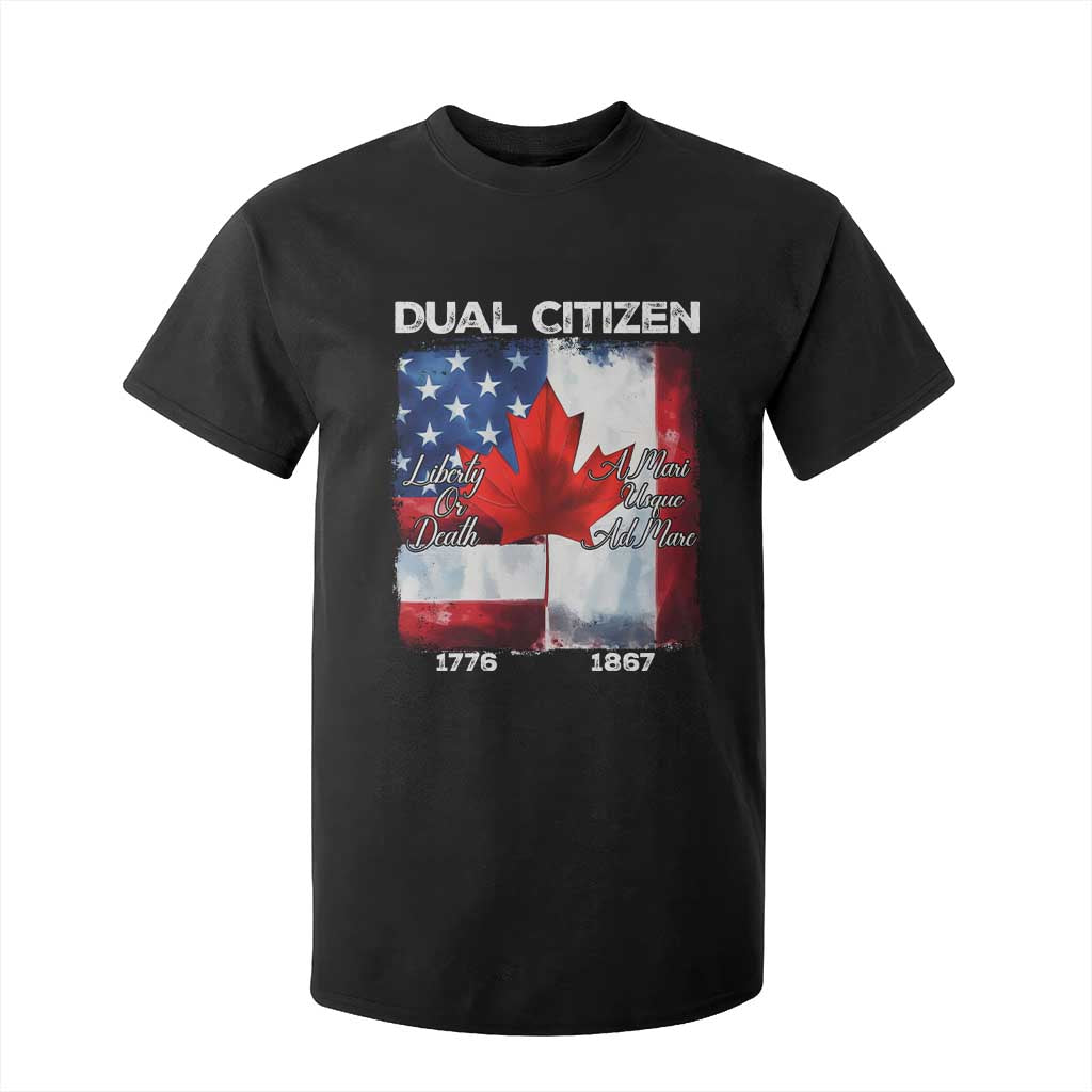Funny Canadian American T Shirt For Kid Dual Citizen Liberty Or Death A Mari Usque Ad Mare TS11 Black Print Your Wear