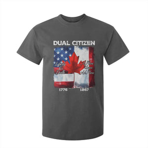 Funny Canadian American T Shirt For Kid Dual Citizen Liberty Or Death A Mari Usque Ad Mare TS11 Dark Heather Print Your Wear