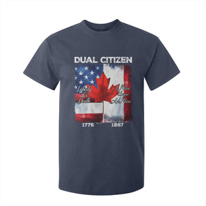 Funny Canadian American T Shirt For Kid Dual Citizen Liberty Or Death A Mari Usque Ad Mare TS11 Navy Print Your Wear