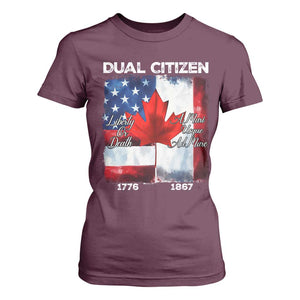 Funny Canadian American T Shirt For Women Dual Citizen Liberty Or Death A Mari Usque Ad Mare TS11 Maroon Print Your Wear