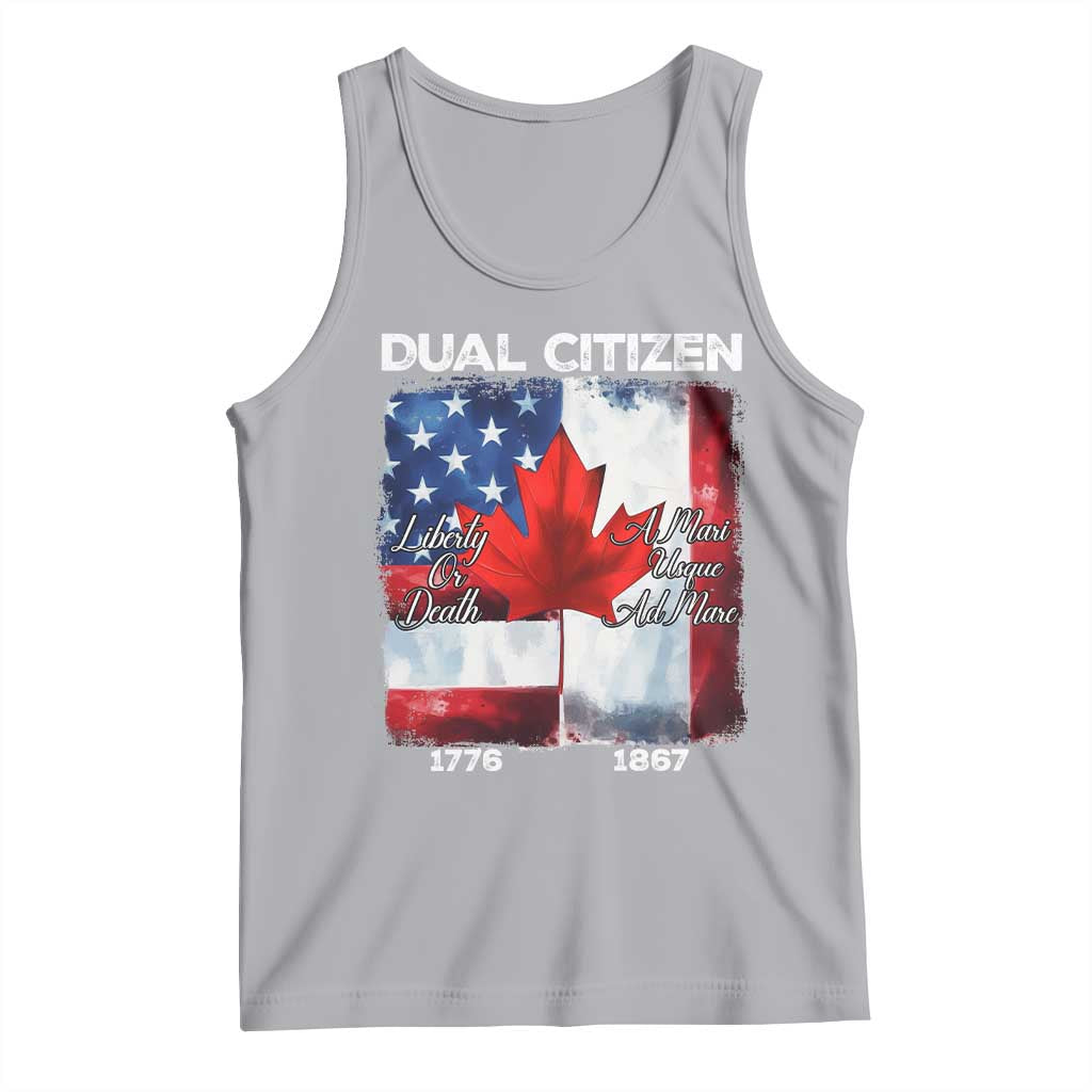 Funny Canadian American Tank Top Dual Citizen Liberty Or Death A Mari Usque Ad Mare TS11 Athletic Heather Print Your Wear