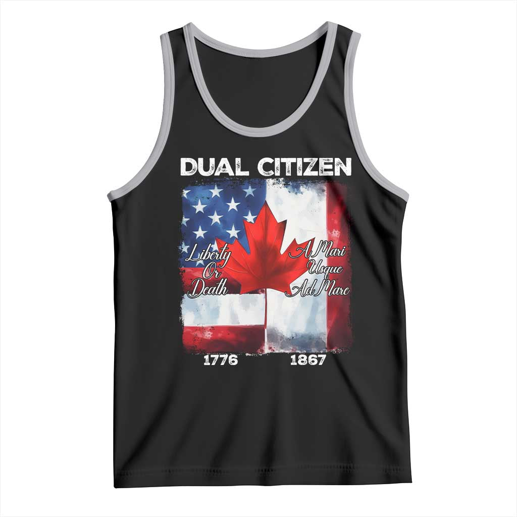 Funny Canadian American Tank Top Dual Citizen Liberty Or Death A Mari Usque Ad Mare TS11 Black Athletic Heather Print Your Wear