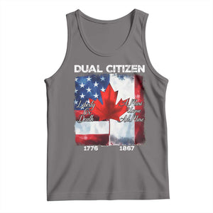 Funny Canadian American Tank Top Dual Citizen Liberty Or Death A Mari Usque Ad Mare TS11 Deep Heather Print Your Wear
