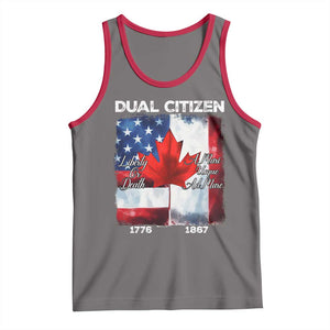 Funny Canadian American Tank Top Dual Citizen Liberty Or Death A Mari Usque Ad Mare TS11 Deep Heather Red Print Your Wear