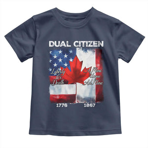 Funny Canadian American Toddler T Shirt Dual Citizen Liberty Or Death A Mari Usque Ad Mare TS11 Navy Print Your Wear