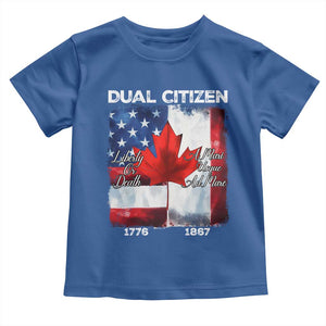 Funny Canadian American Toddler T Shirt Dual Citizen Liberty Or Death A Mari Usque Ad Mare TS11 Royal Blue Print Your Wear