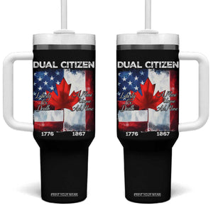Funny Canadian American Tumbler With Handle Dual Citizen Liberty Or Death A Mari Usque Ad Mare TS11 One Size: 40 oz Black Print Your Wear