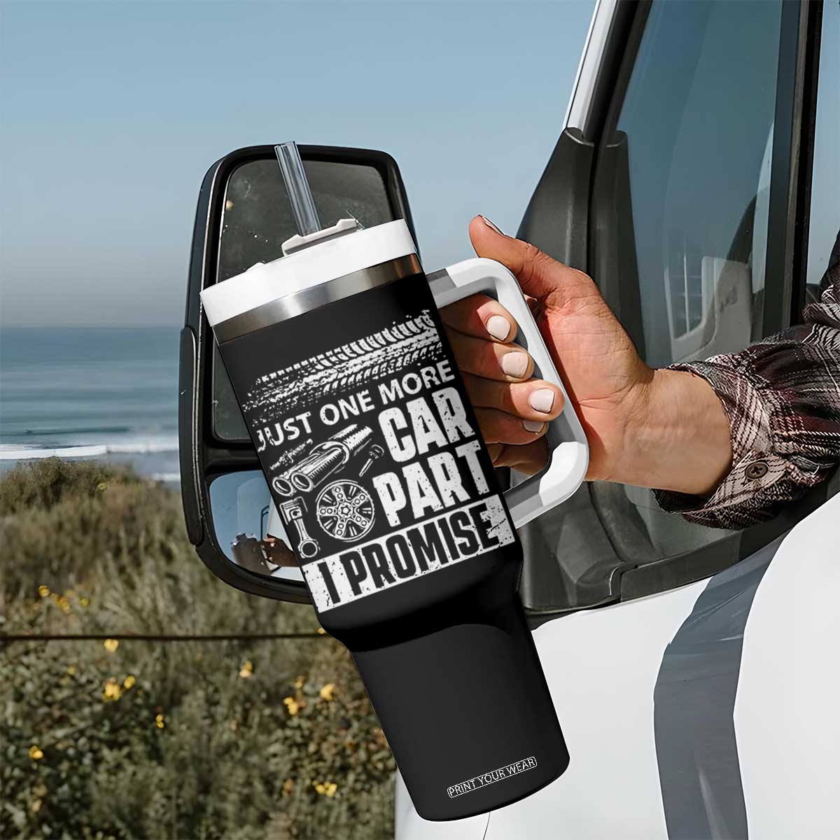 Funny Car Mechanic Just One More Car Part I Promise Tumbler With Handle Car Lover Gag TS11 Print Your Wear