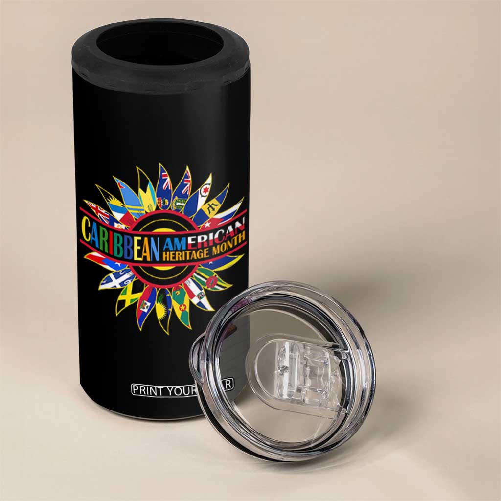 Funny Caribbean American Heritage Month 4 in 1 Can Cooler Tumbler Flower TS11 Print Your Wear