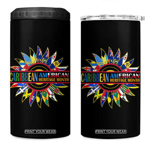 Funny Caribbean American Heritage Month 4 in 1 Can Cooler Tumbler Flower TS11 One Size: 16 oz Black Print Your Wear
