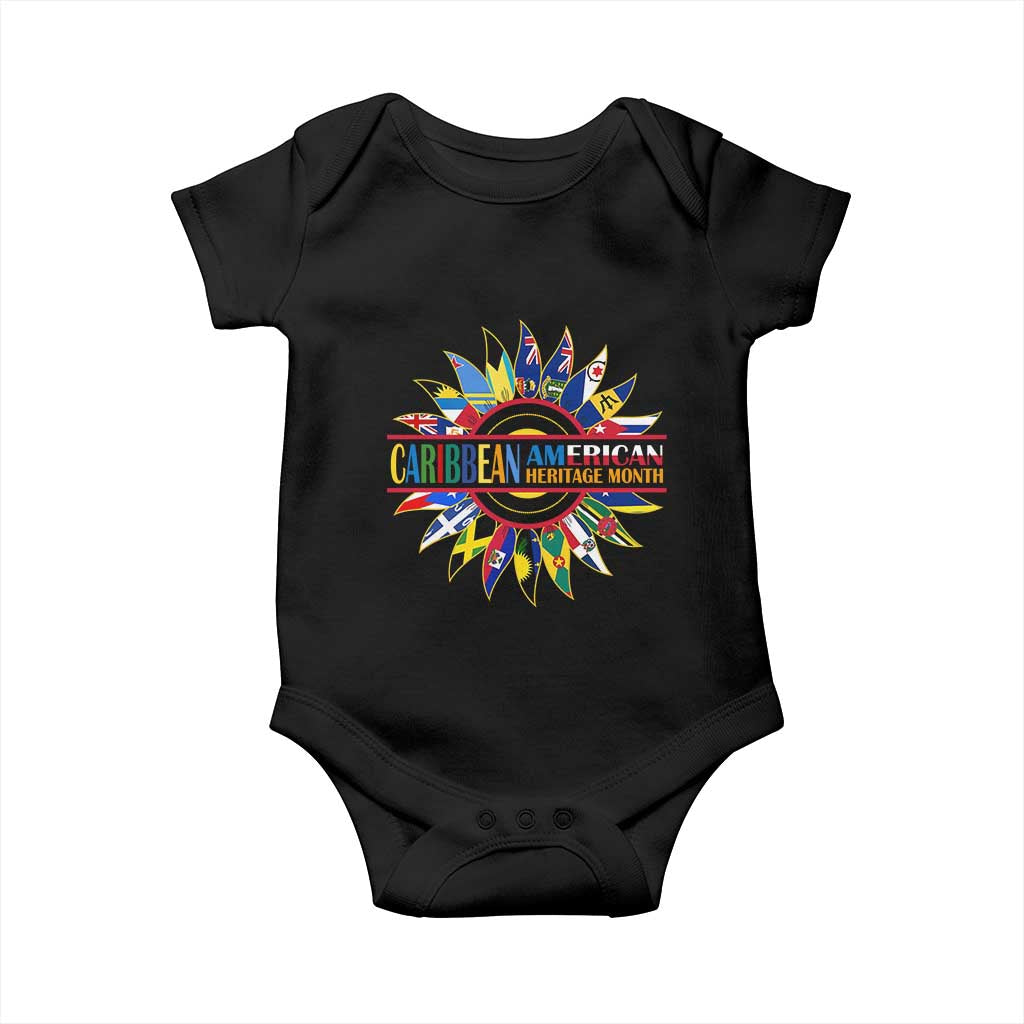 Funny Caribbean American Heritage Month Baby Onesie Flower TS11 Black Print Your Wear