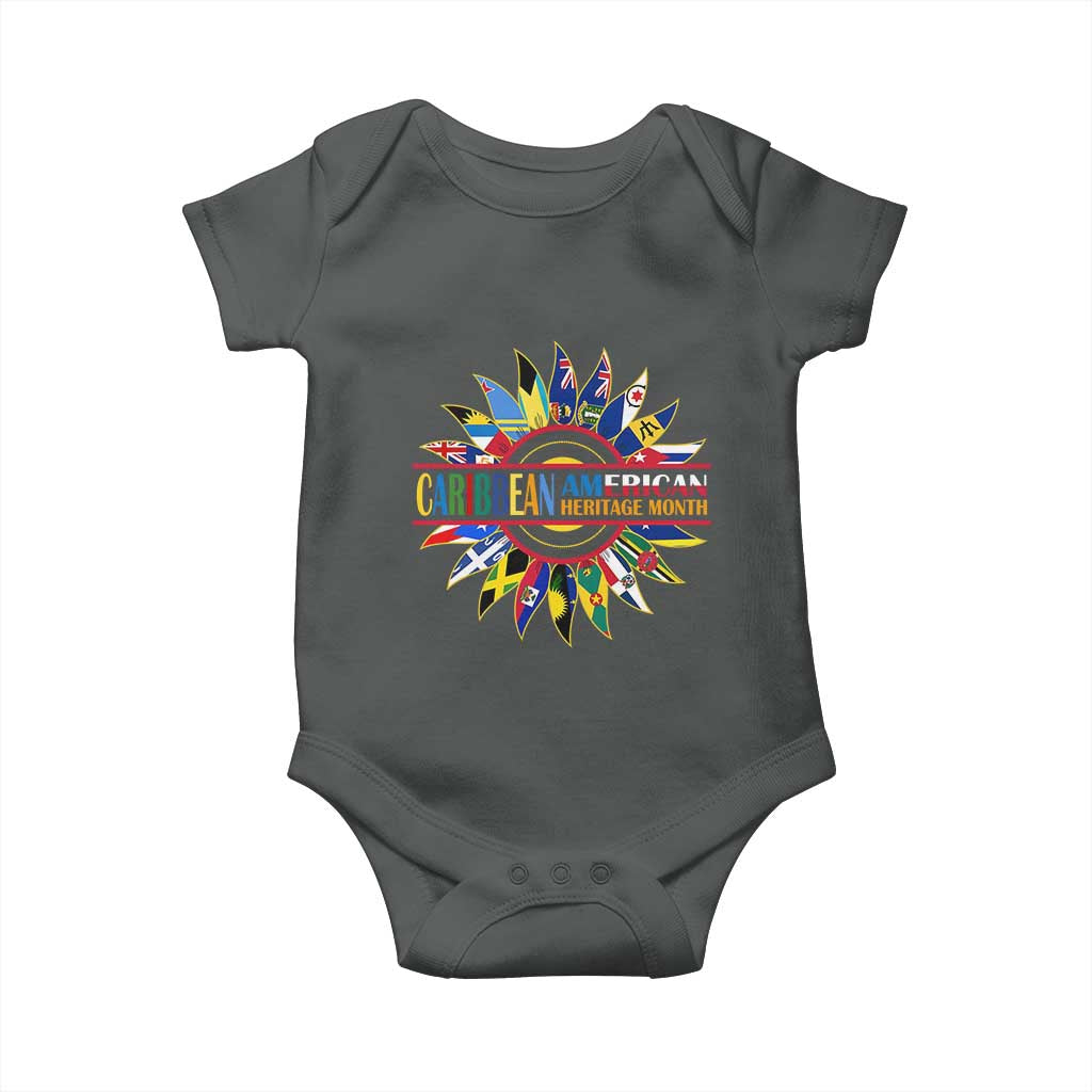 Funny Caribbean American Heritage Month Baby Onesie Flower TS11 Dark Heather Print Your Wear