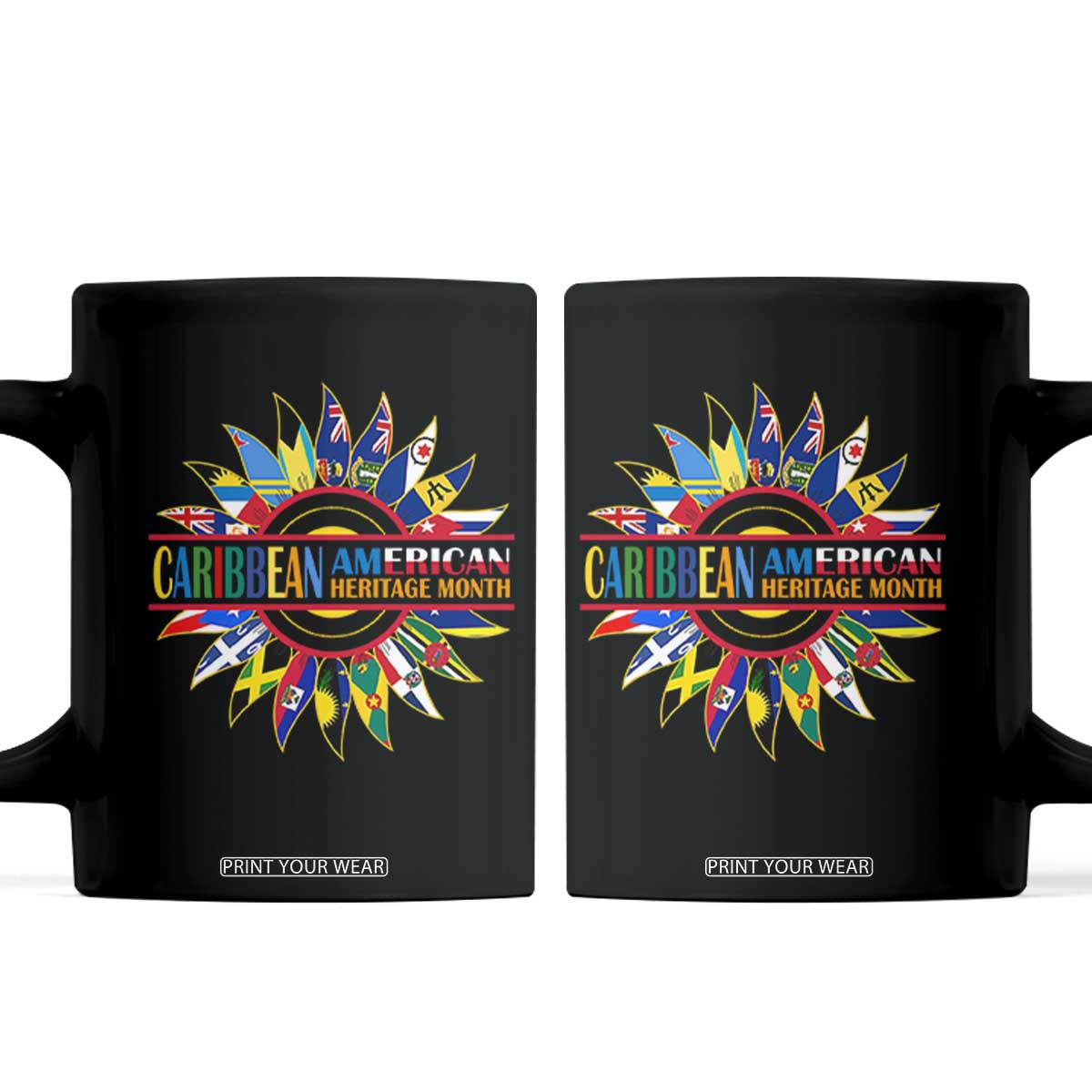 Funny Caribbean American Heritage Month Coffee Mug Flower TS11 Black Print Your Wear