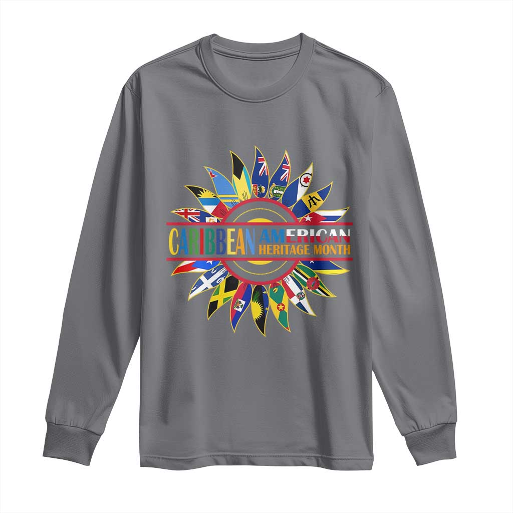 Funny Caribbean American Heritage Month Long Sleeve Shirt Flower TS11 Charcoal Print Your Wear