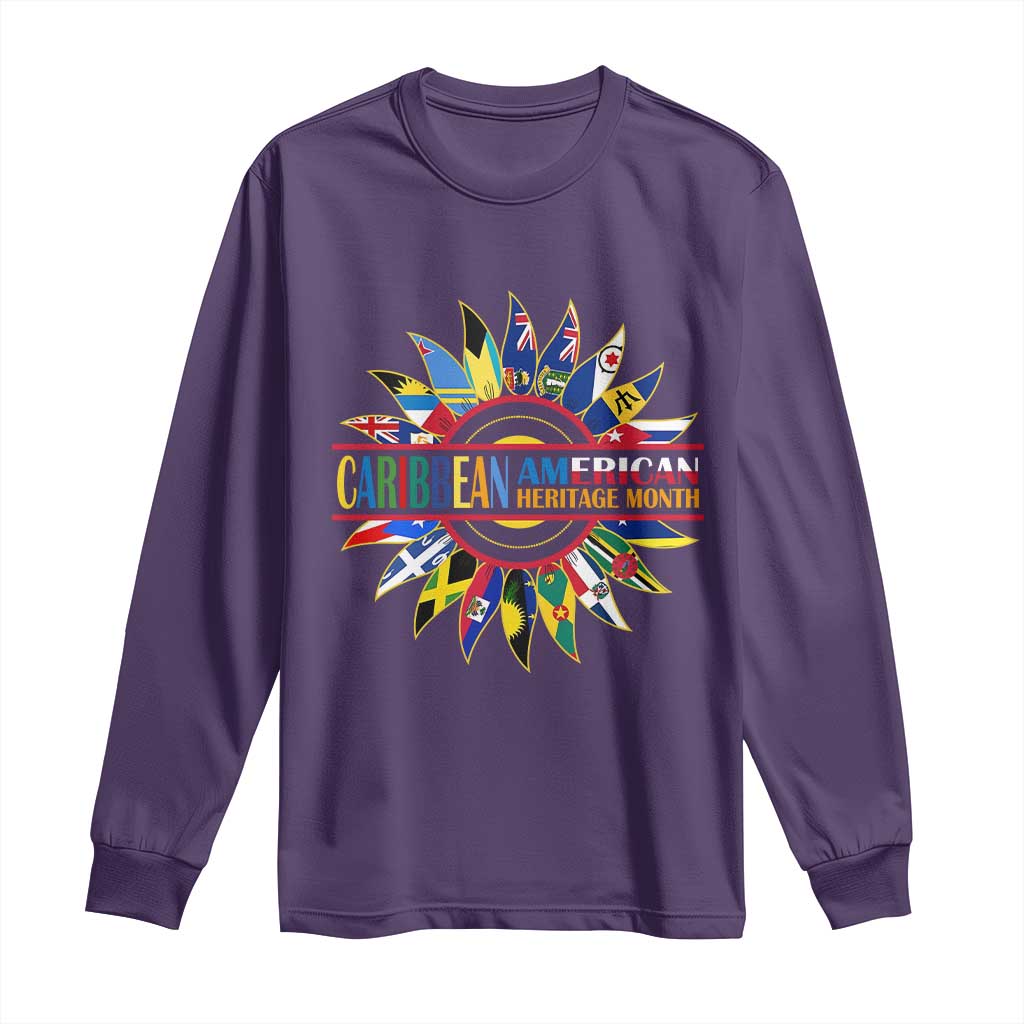 Funny Caribbean American Heritage Month Long Sleeve Shirt Flower TS11 Purple Print Your Wear
