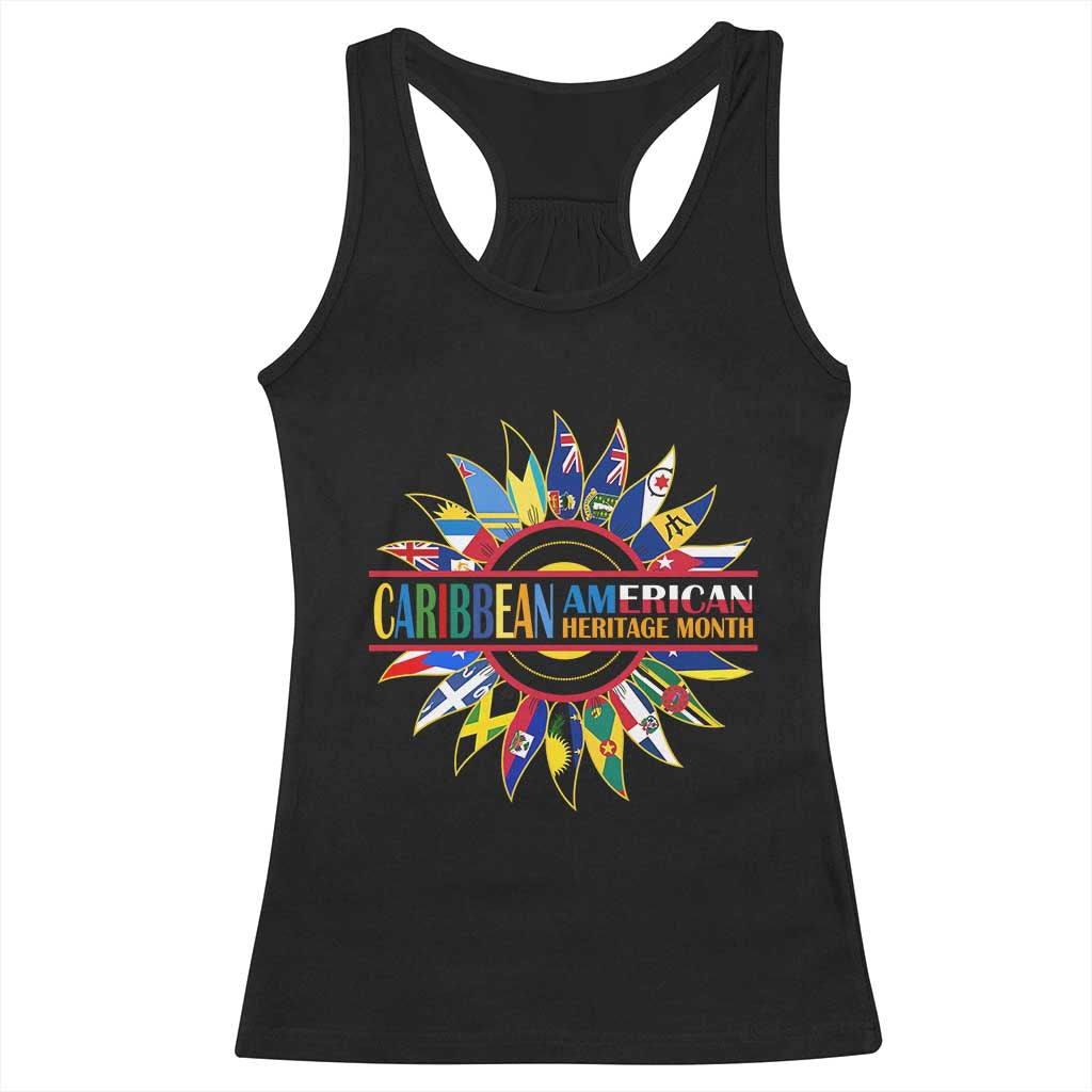 Funny Caribbean American Heritage Month Racerback Tank Top Flower TS11 Black Print Your Wear