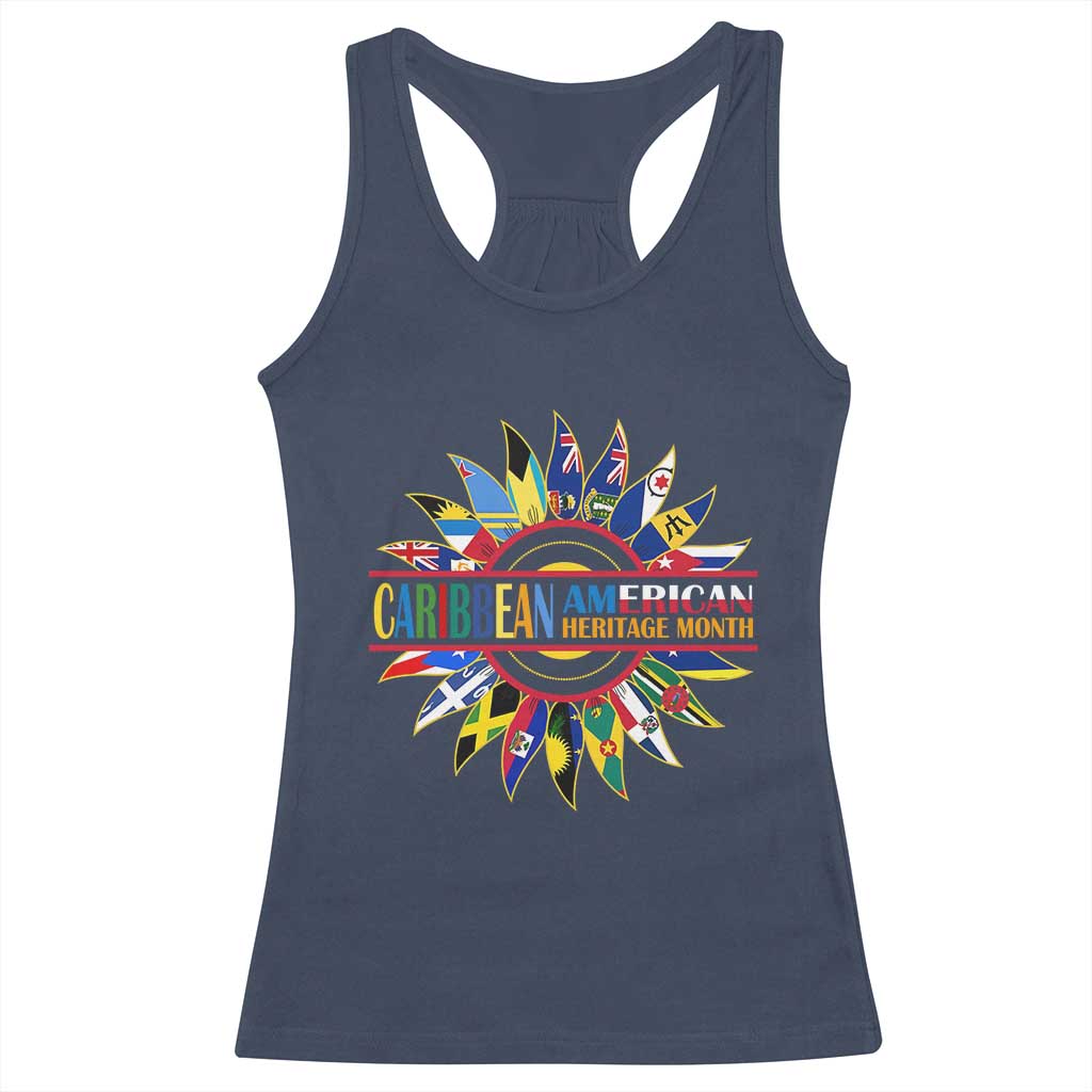 Funny Caribbean American Heritage Month Racerback Tank Top Flower TS11 Navy Print Your Wear