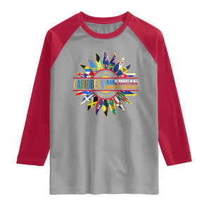 Funny Caribbean American Heritage Month Raglan Shirt Flower TS11 Sport Gray Red Print Your Wear