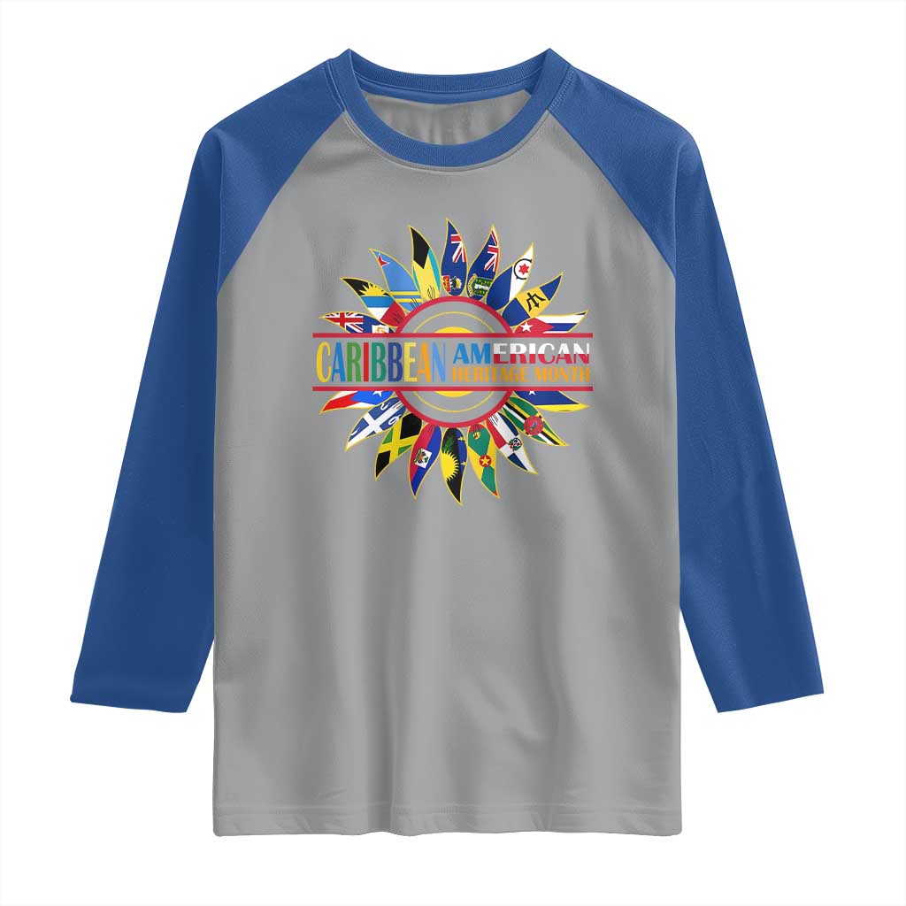 Funny Caribbean American Heritage Month Raglan Shirt Flower TS11 Sport Gray Royal Print Your Wear