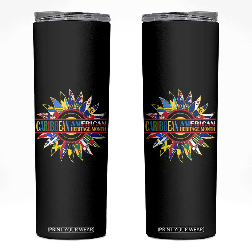 Funny Caribbean American Heritage Month Skinny Tumbler Flower TS11 Black Print Your Wear