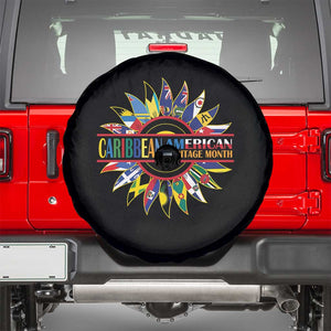 Funny Caribbean American Heritage Month Spare Tire Cover Flower TS11 Black Print Your Wear
