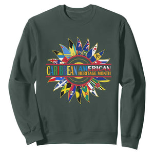 Funny Caribbean American Heritage Month Sweatshirt Flower TS11 Dark Forest Green Print Your Wear