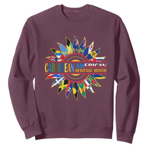 Funny Caribbean American Heritage Month Sweatshirt Flower TS11 Maroon Print Your Wear
