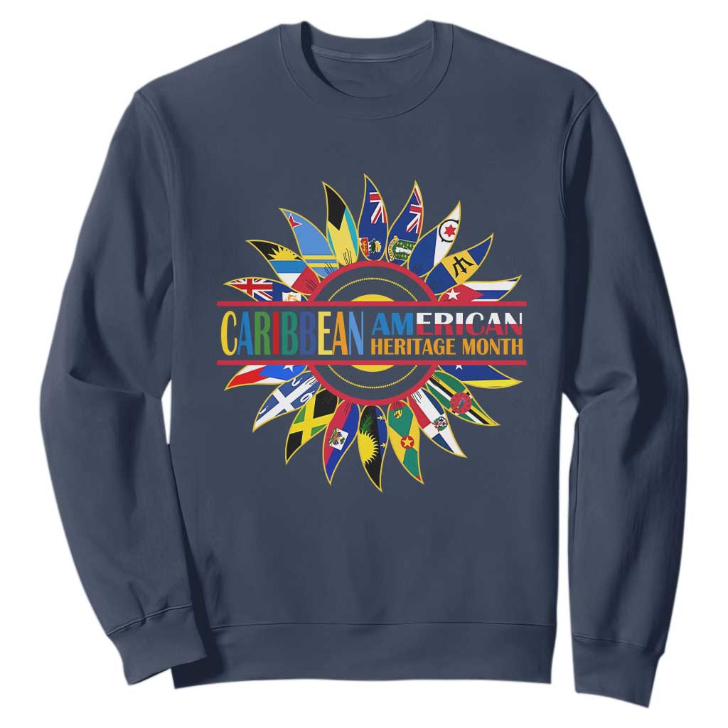 Funny Caribbean American Heritage Month Sweatshirt Flower TS11 Navy Print Your Wear