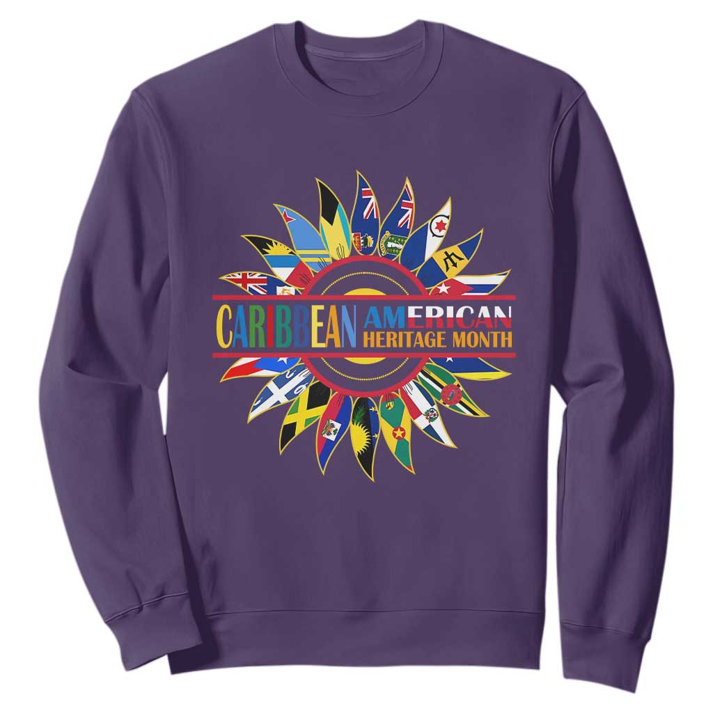 Funny Caribbean American Heritage Month Sweatshirt Flower TS11 Purple Print Your Wear