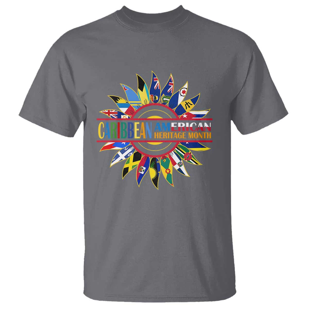 Funny Caribbean American Heritage Month T Shirt Flower TS11 Charcoal Print Your Wear