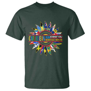 Funny Caribbean American Heritage Month T Shirt Flower TS11 Dark Forest Green Print Your Wear