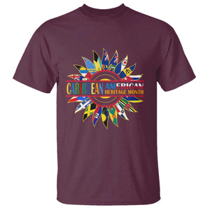 Funny Caribbean American Heritage Month T Shirt Flower TS11 Maroon Print Your Wear