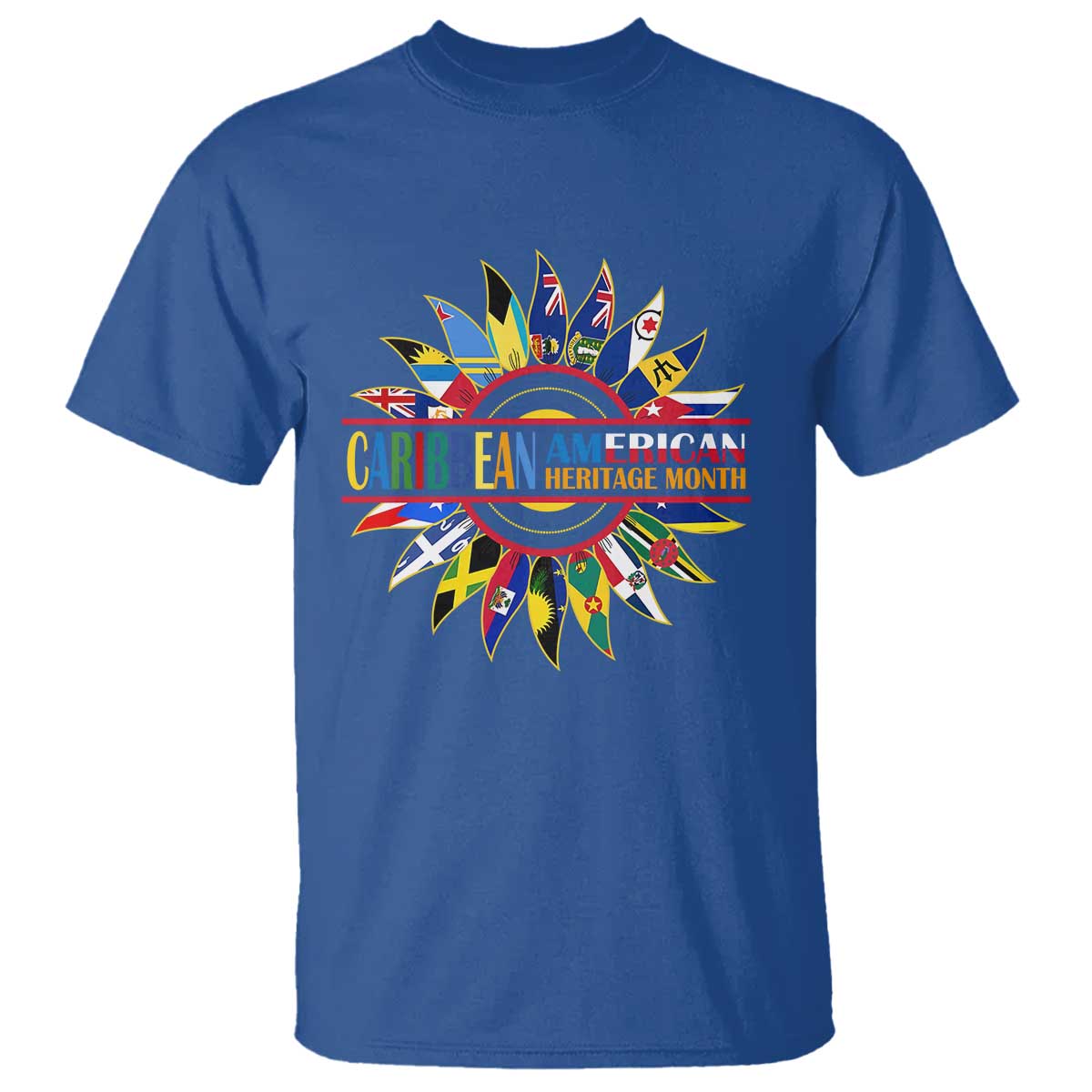 Funny Caribbean American Heritage Month T Shirt Flower TS11 Royal Blue Print Your Wear