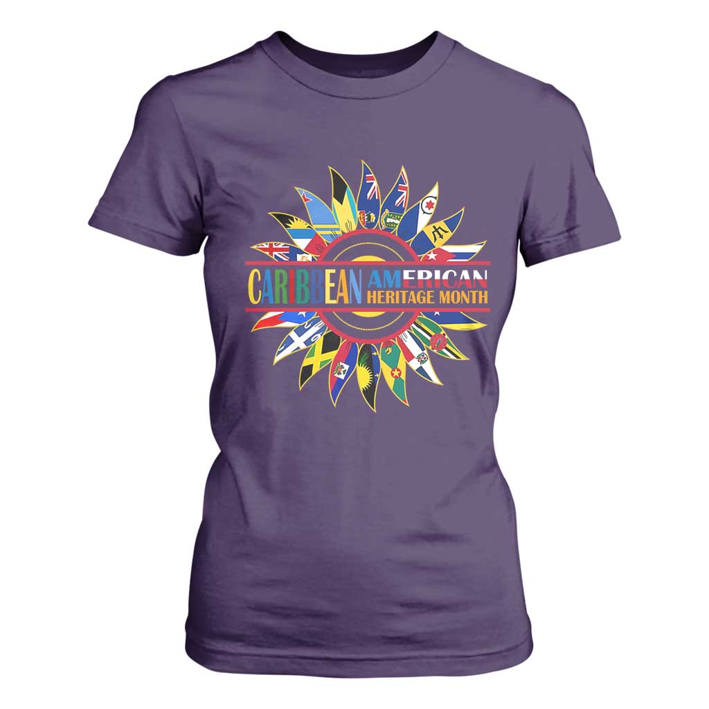 Funny Caribbean American Heritage Month T Shirt For Women Flower TS11 Purple Print Your Wear