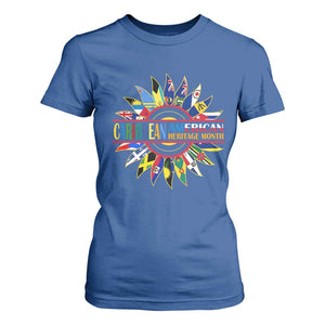 Funny Caribbean American Heritage Month T Shirt For Women Flower TS11 Royal Blue Print Your Wear